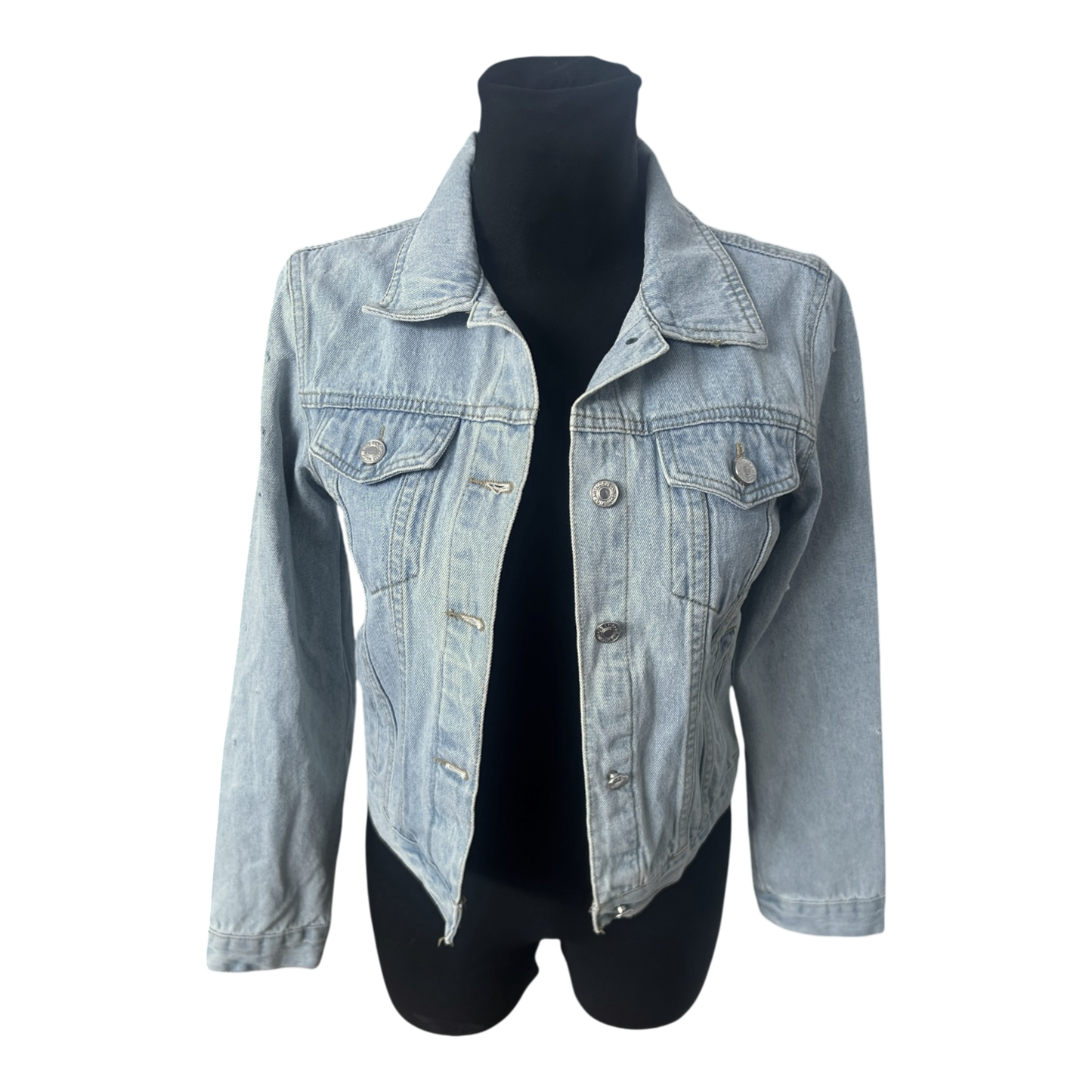 Jeansjacke Damen Gr S Hellblau Tupfenstruktur Baumwollmix Klassisch Kurz