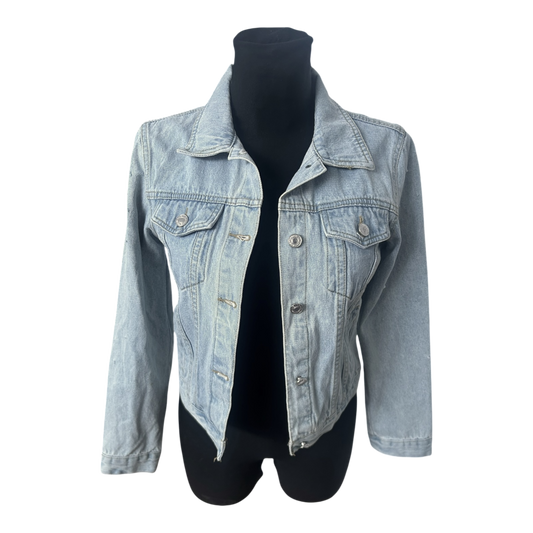 Jeansjacke Damen Gr S Hellblau Tupfenstruktur Baumwollmix Klassisch Kurz