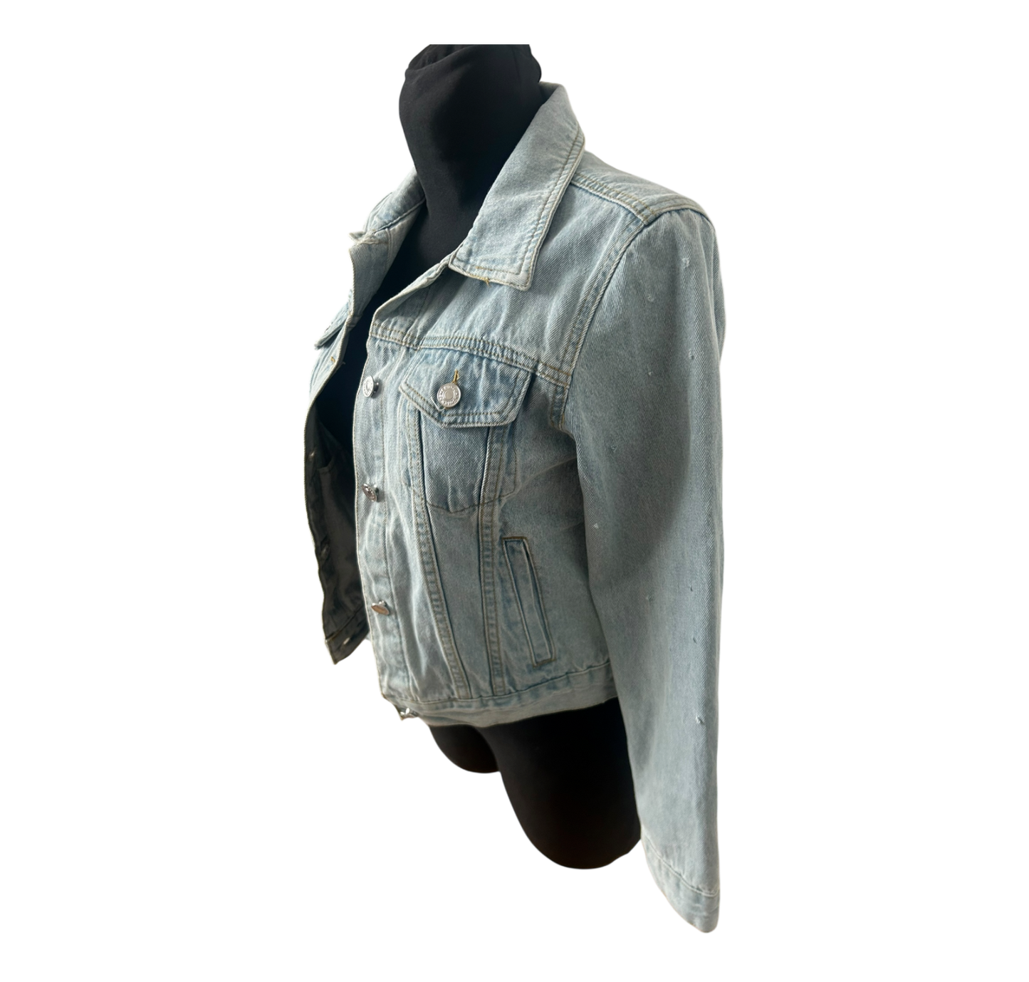 Jeansjacke Damen Gr S Hellblau Tupfenstruktur Baumwollmix Klassisch Kurz