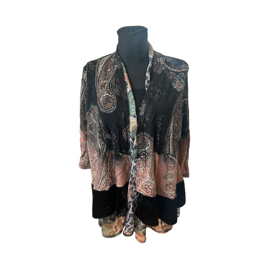 Jutta Leibried Damen Bluse Paisley Muster 3/4 Arm Mischgewebe Elegant