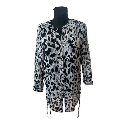 Divided Damen Langbluse Schwarz Weiß Muster Langarm Freizeit Sommer