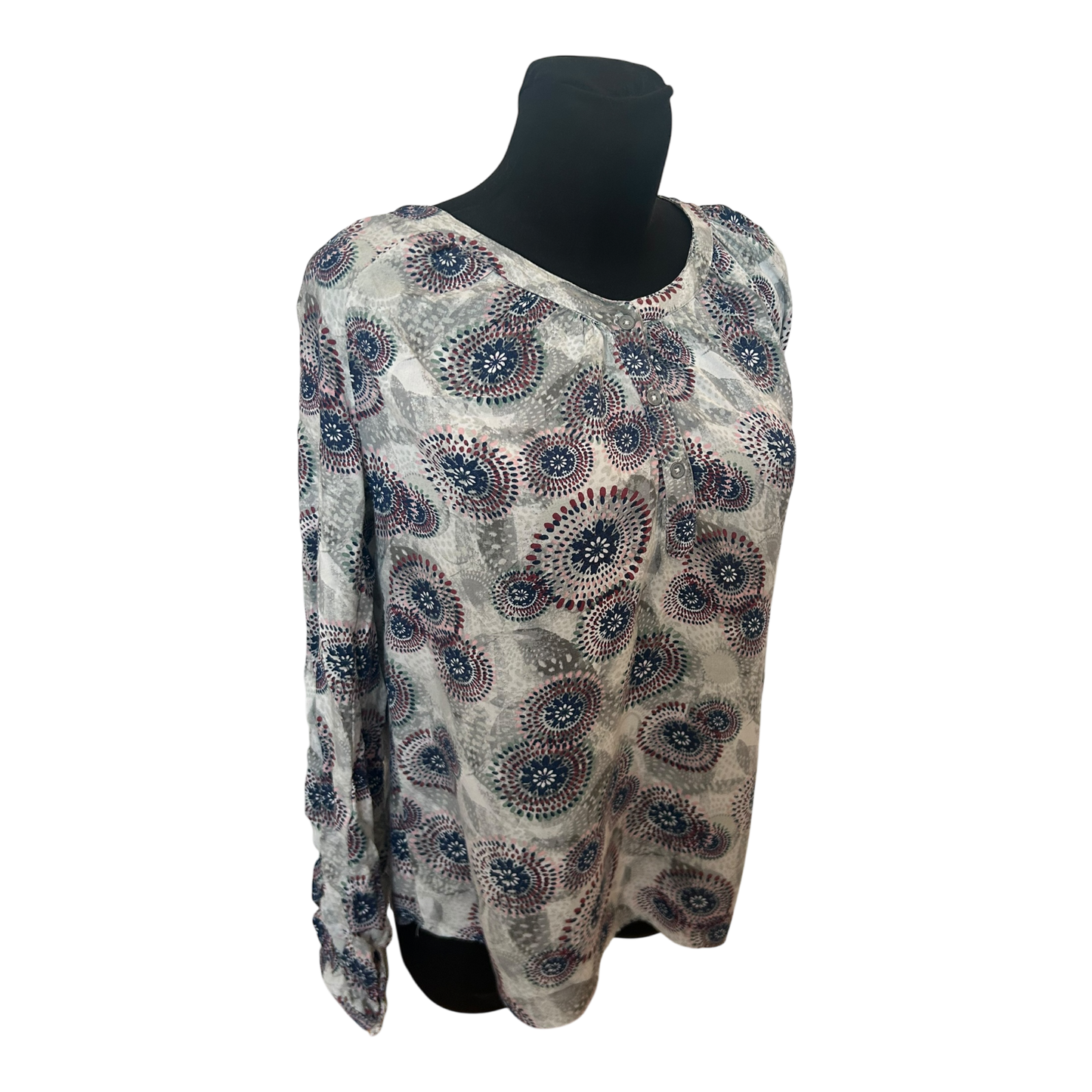 Gina Benotti Damen Bluse Größe S Langarm Rundhals Muster Viskose