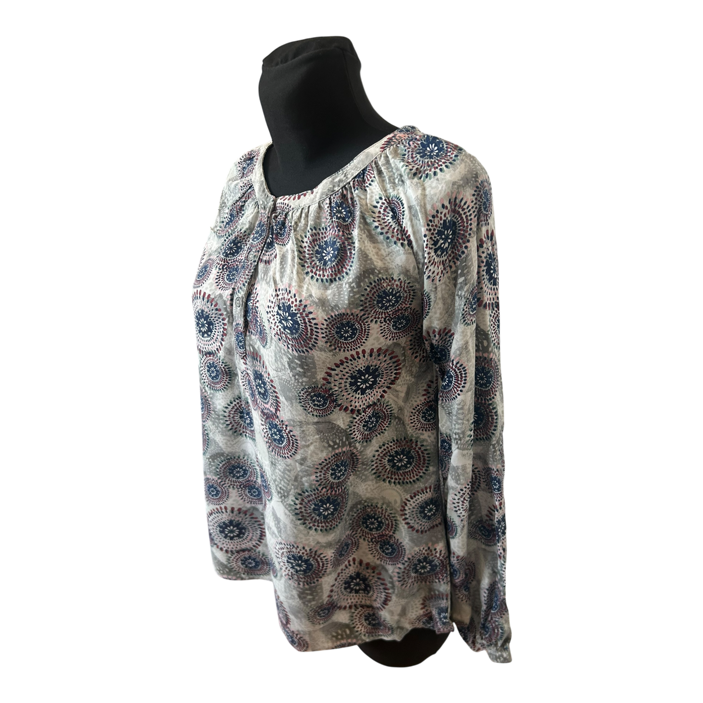 Gina Benotti Damen Bluse Größe S Langarm Rundhals Muster Viskose