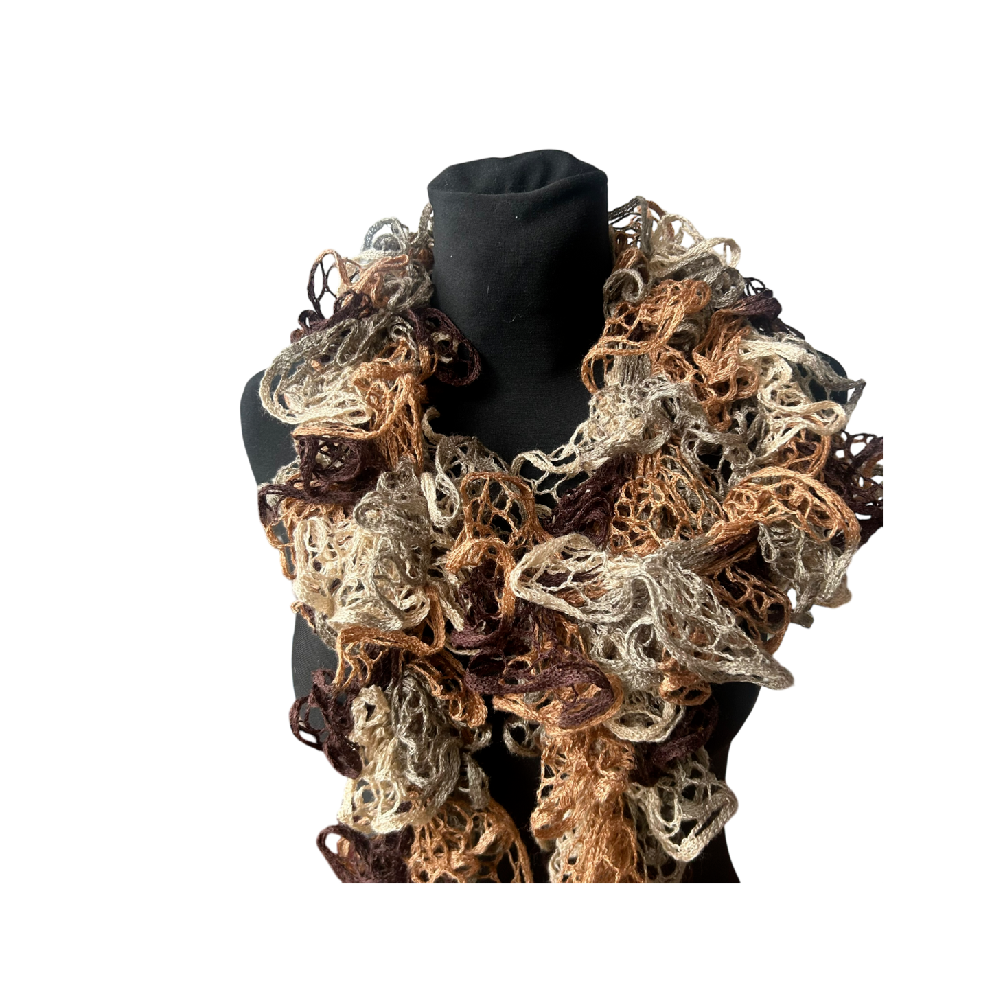 Großer Damen Schal gehäkelt braun weich strukturiert extravagant
