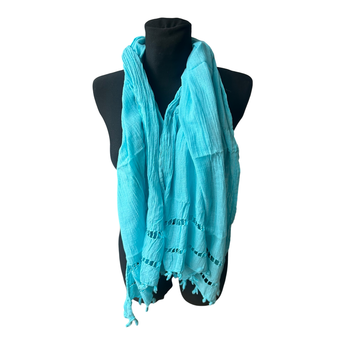 Damen Schal Sommer Tuch Türkis Leicht Weich Elegant Fransen
