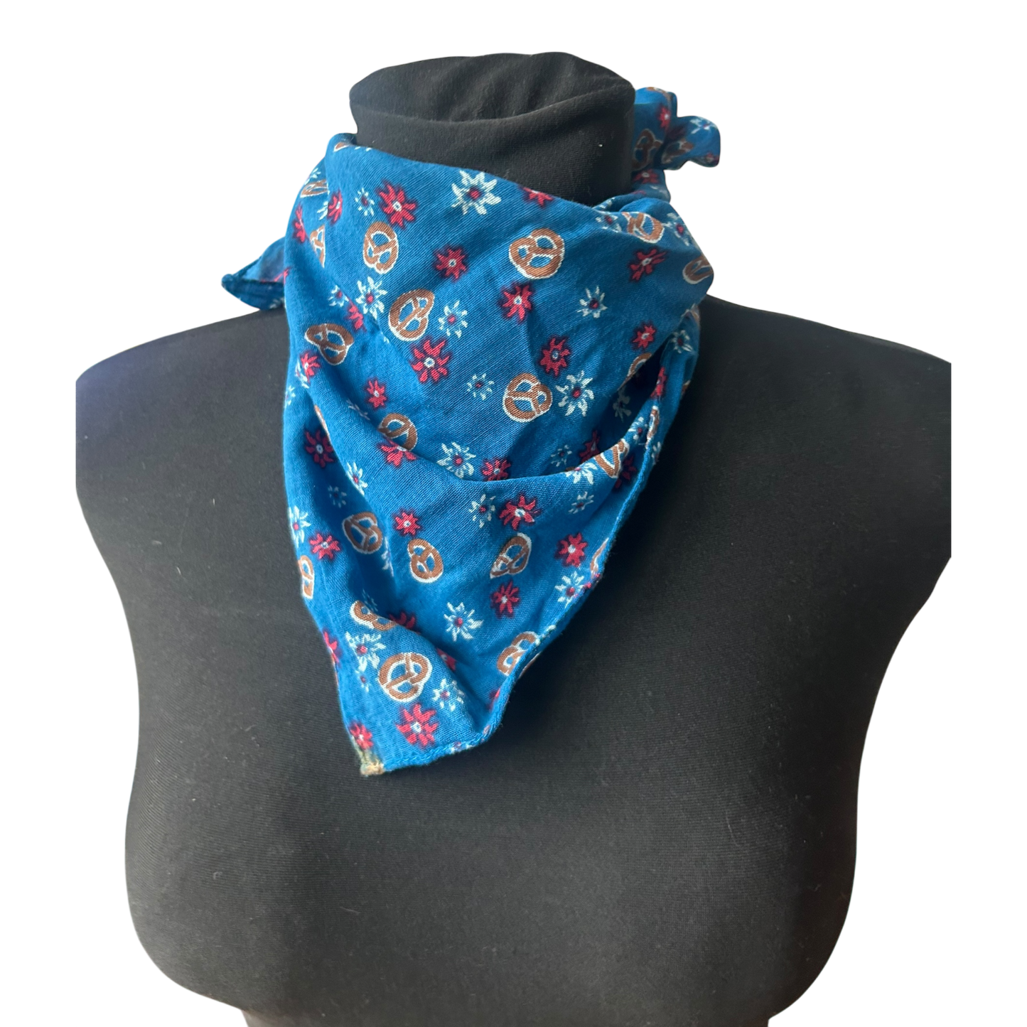 Oktoberfest Halstuch Damen Blau Tracht Dirndl Accessoire Baumwolle Muster