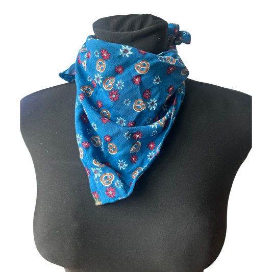 Oktoberfest Halstuch Damen Blau Tracht Dirndl Accessoire Baumwolle Muster