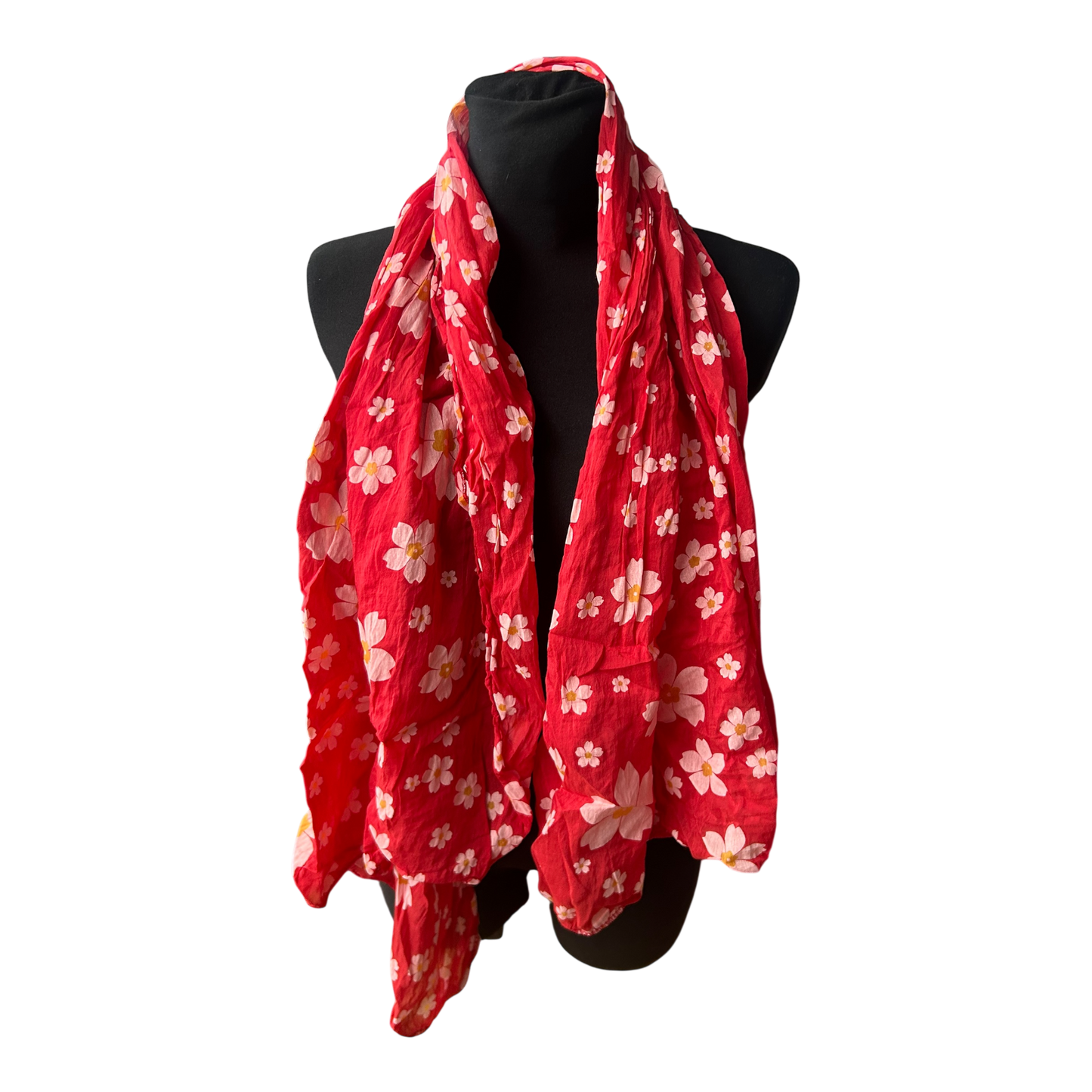 Damen Schal Baumwolle Seide Floral Rot Made in Italy