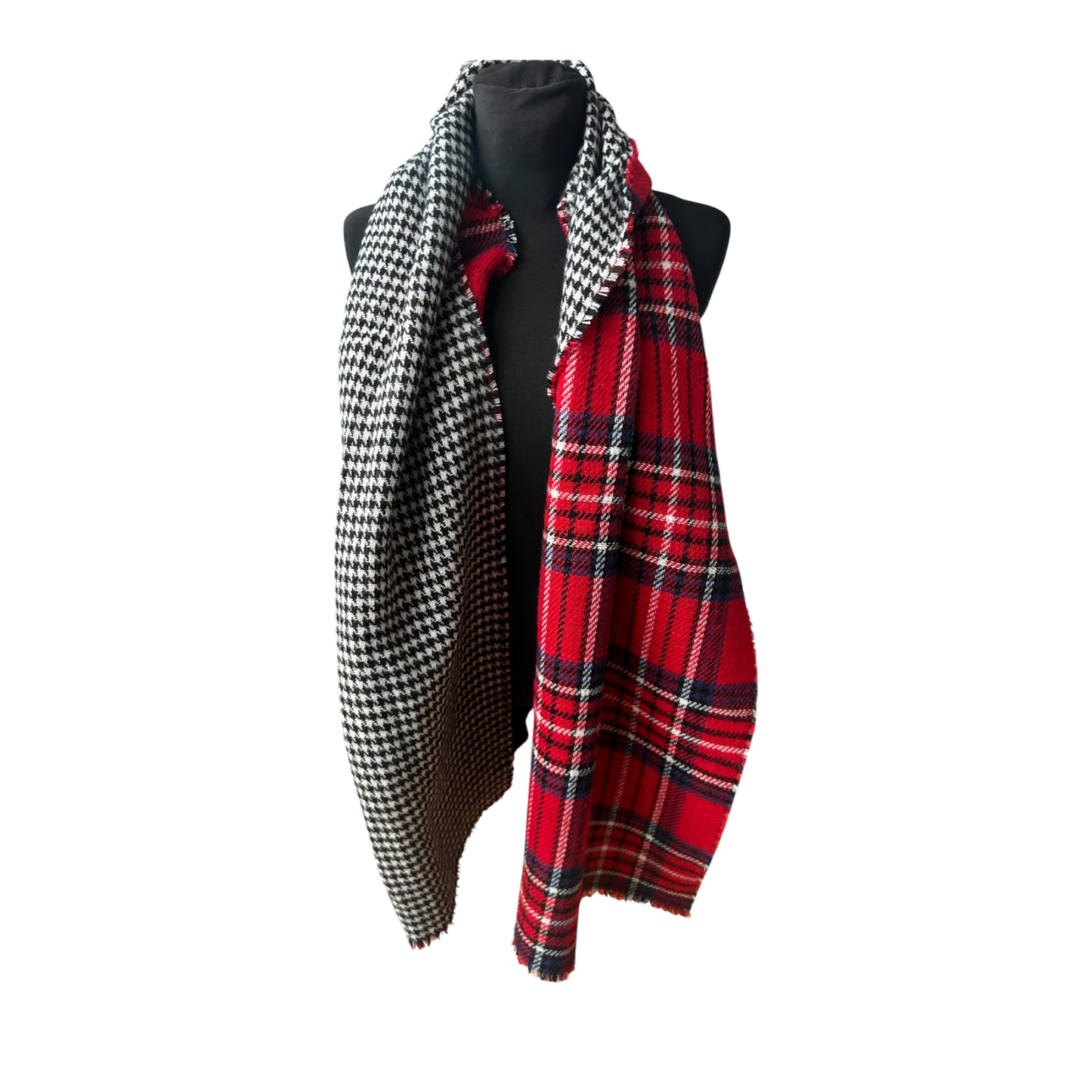 Großer Damen Schal kariert zweifarbig weich flauschig Herbst Winter