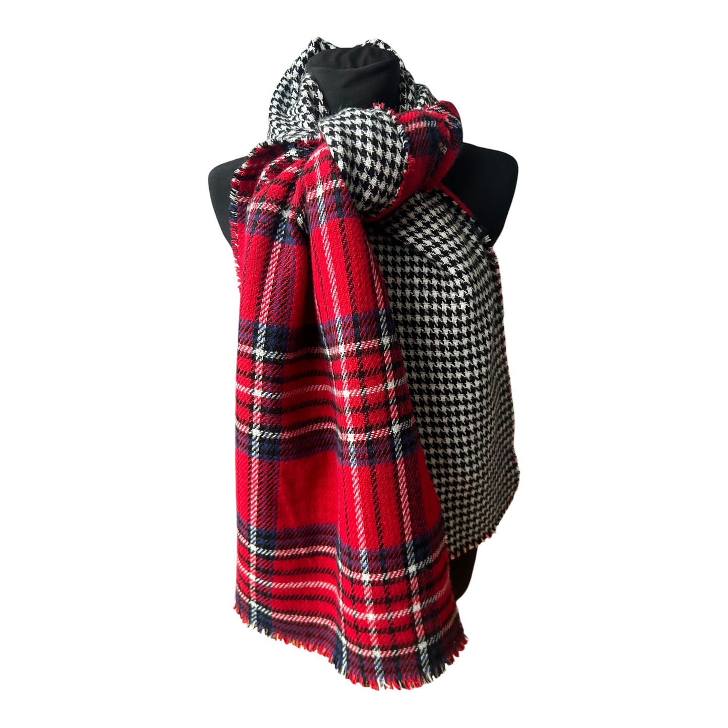 Großer Damen Schal kariert zweifarbig weich flauschig Herbst Winter