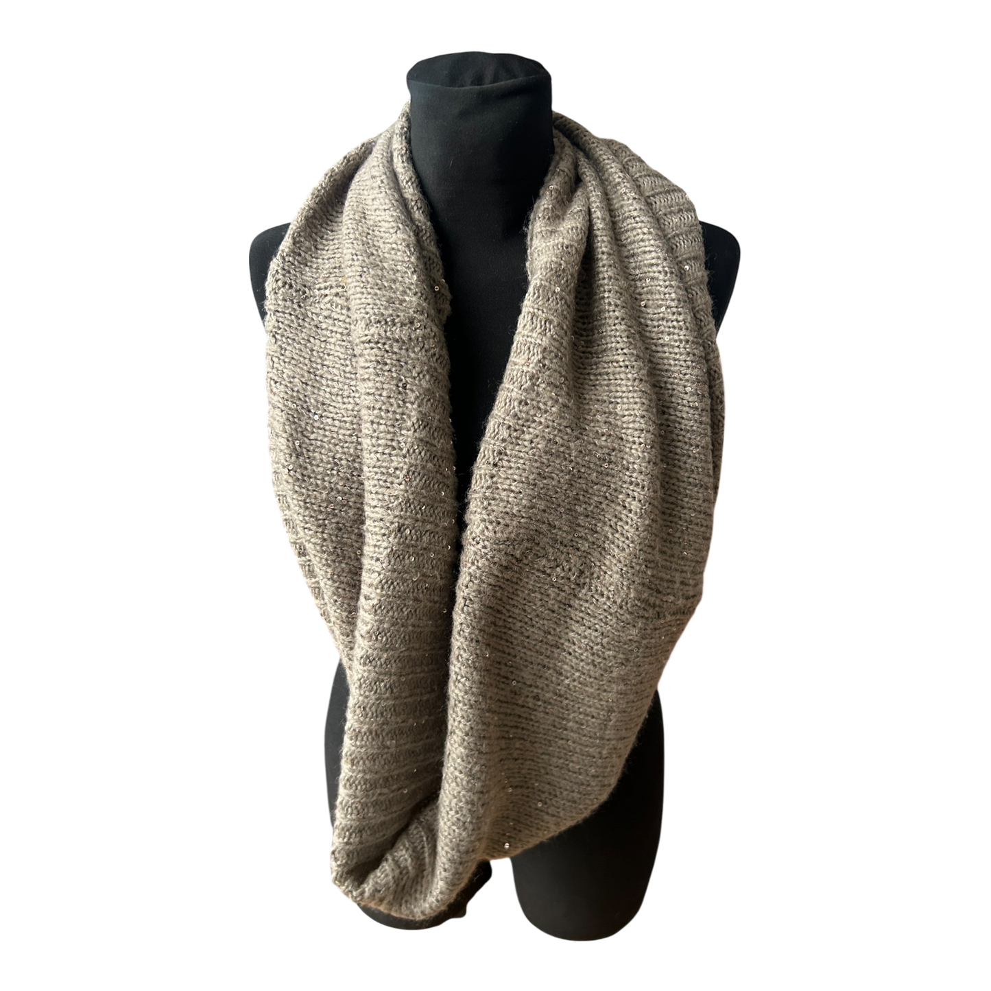 Sehr breiter Damen Loop Schal gestrickt weich mit Pailletten Herbst Winter