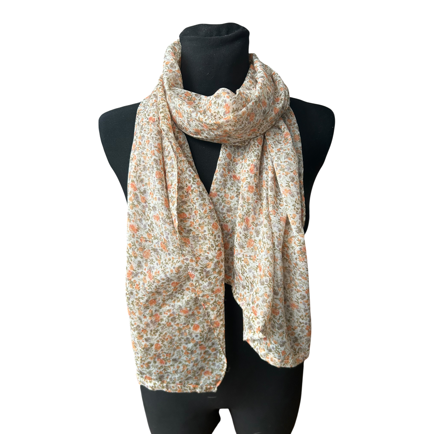 Damen Schal Blumenmuster hellbeige weich leicht Frühling Sommer