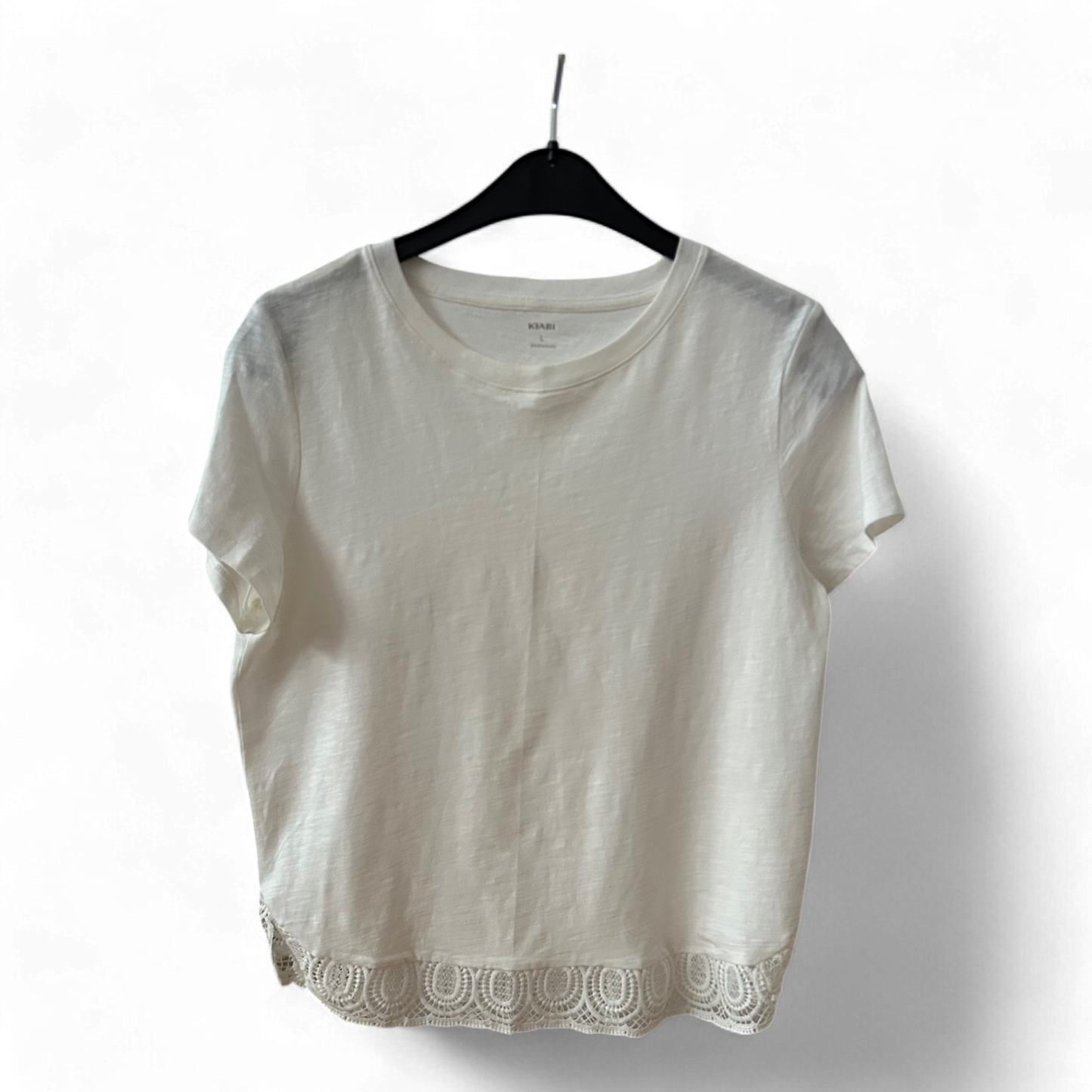 🧵 KIABI Shirt Damen L Weiß – Häkelspitze – Sommer 🌼