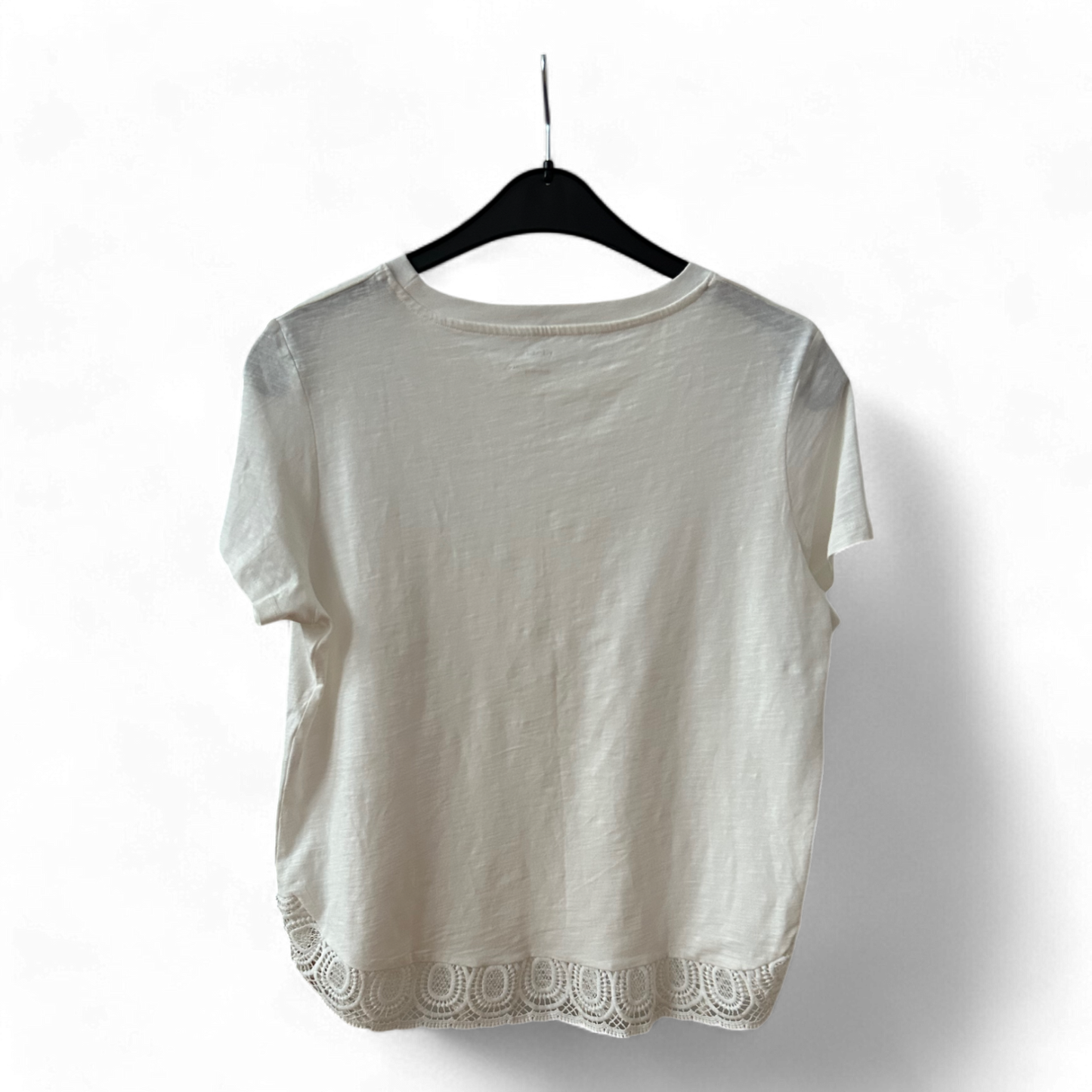 🧵 KIABI Shirt Damen L Weiß – Häkelspitze – Sommer 🌼