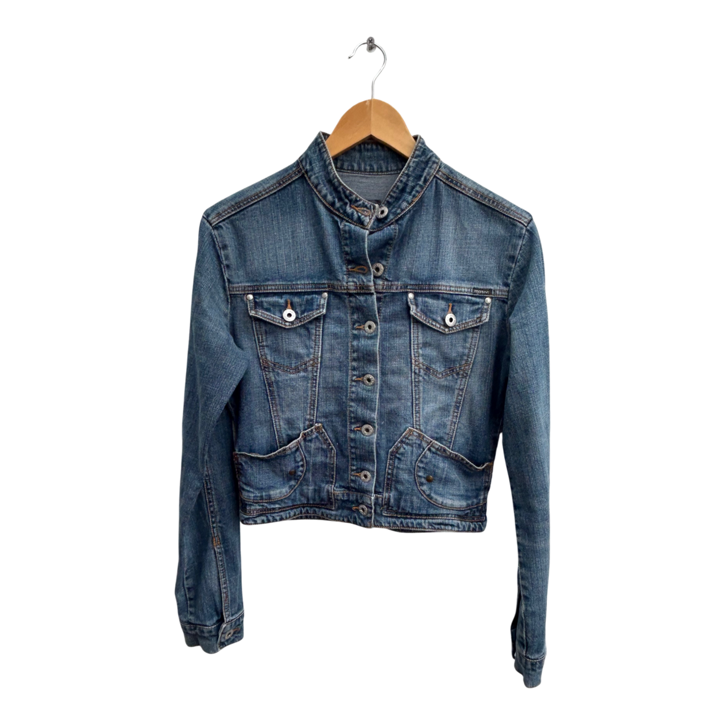 Motivi Jeansjacke Damen Gr 38 Blau Denim Kurzjacke Stretch Trendy Casual