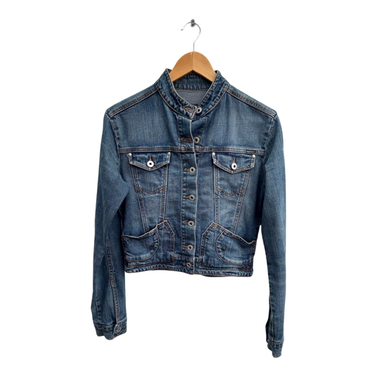 Motivi Jeansjacke Damen Gr 38 Blau Denim Kurzjacke Stretch Trendy Casual