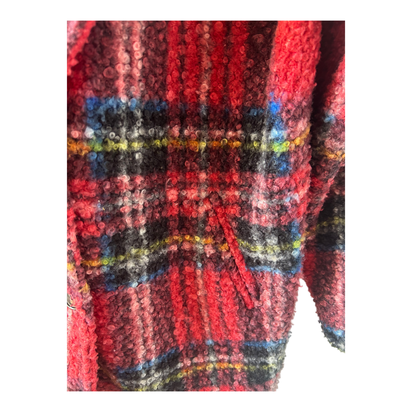 Baci di Zucchero Mantel Damen M Rot Kariert Schulterpolster Vintage Wolljacke