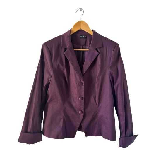 Star Night Blazer Damen Gr 46 Weinrot Schulterpolster Elegant Business Jacke Stretch