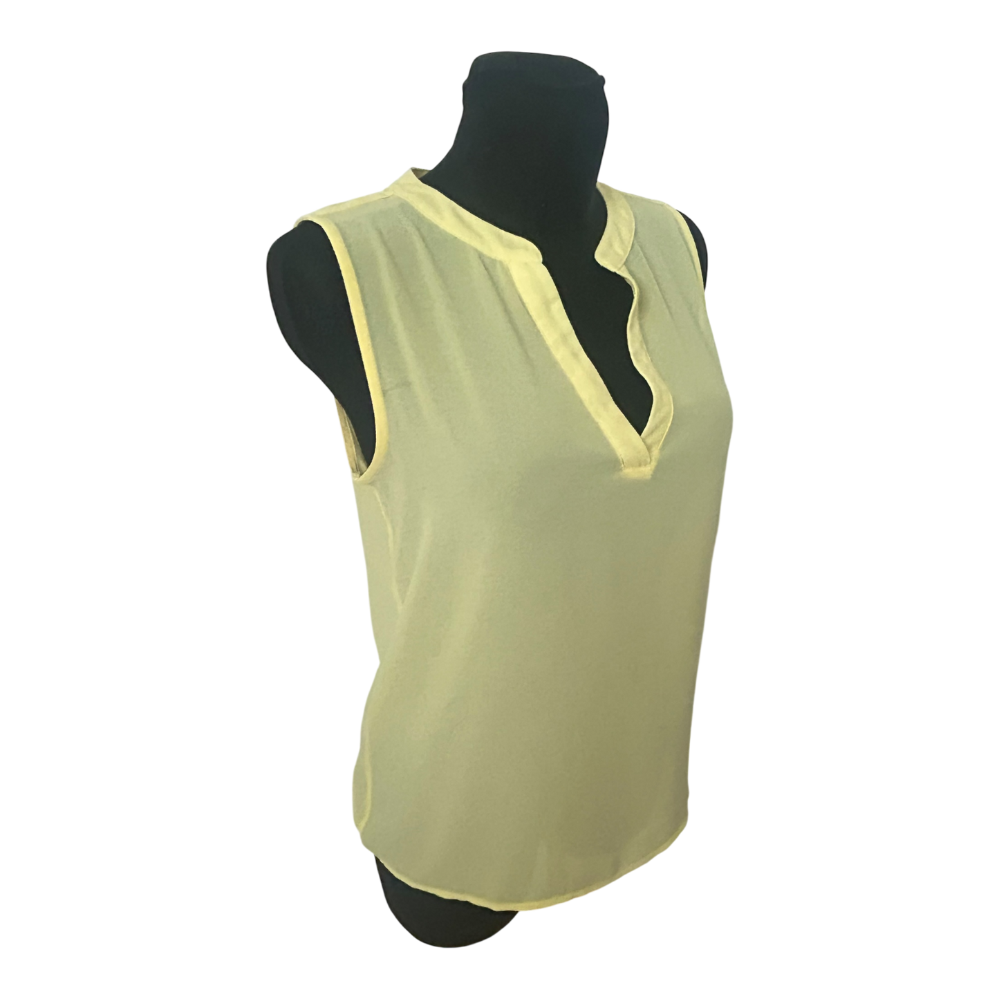 Amisu Damen Bluse Größe S Ärmellos V Ausschnitt Gelb Sommer Leicht Elegant