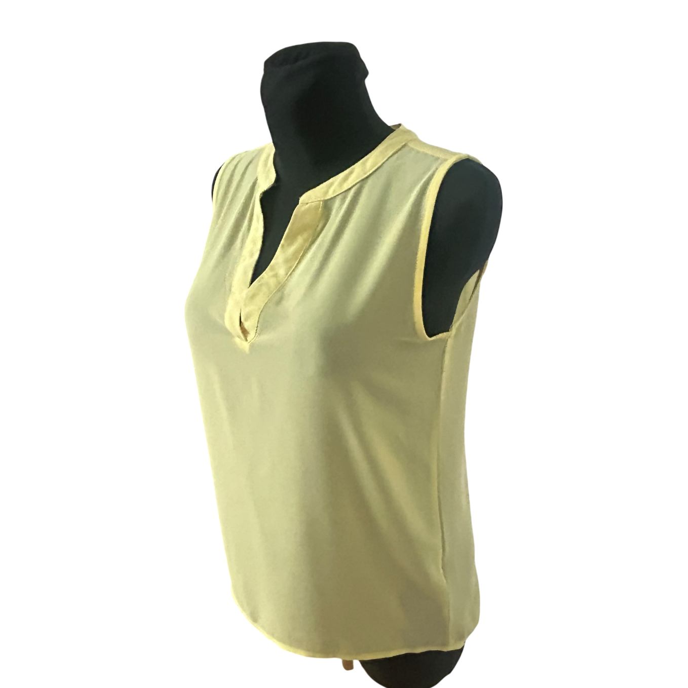 Amisu Damen Bluse Größe S Ärmellos V Ausschnitt Gelb Sommer Leicht Elegant