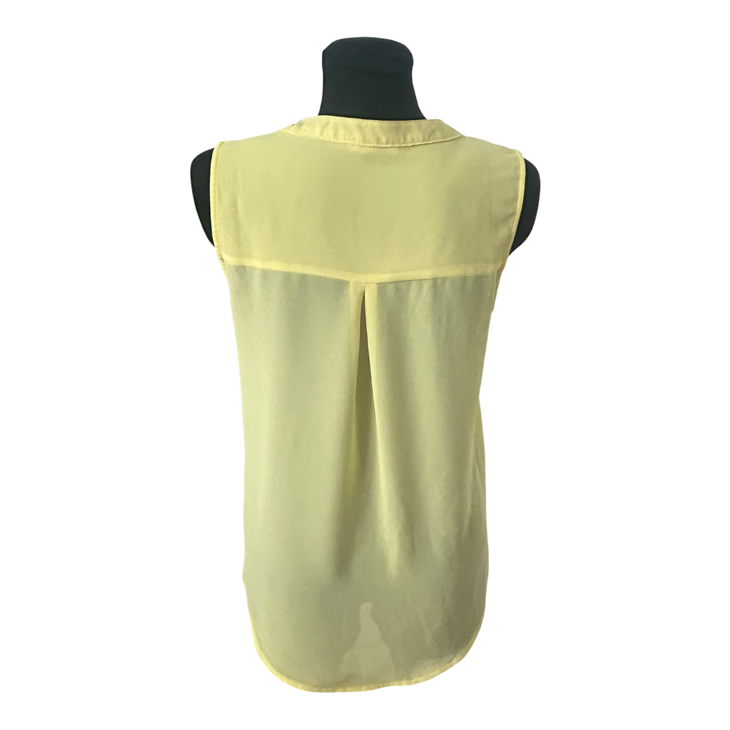 Amisu Damen Bluse Größe S Ärmellos V Ausschnitt Gelb Sommer Leicht Elegant