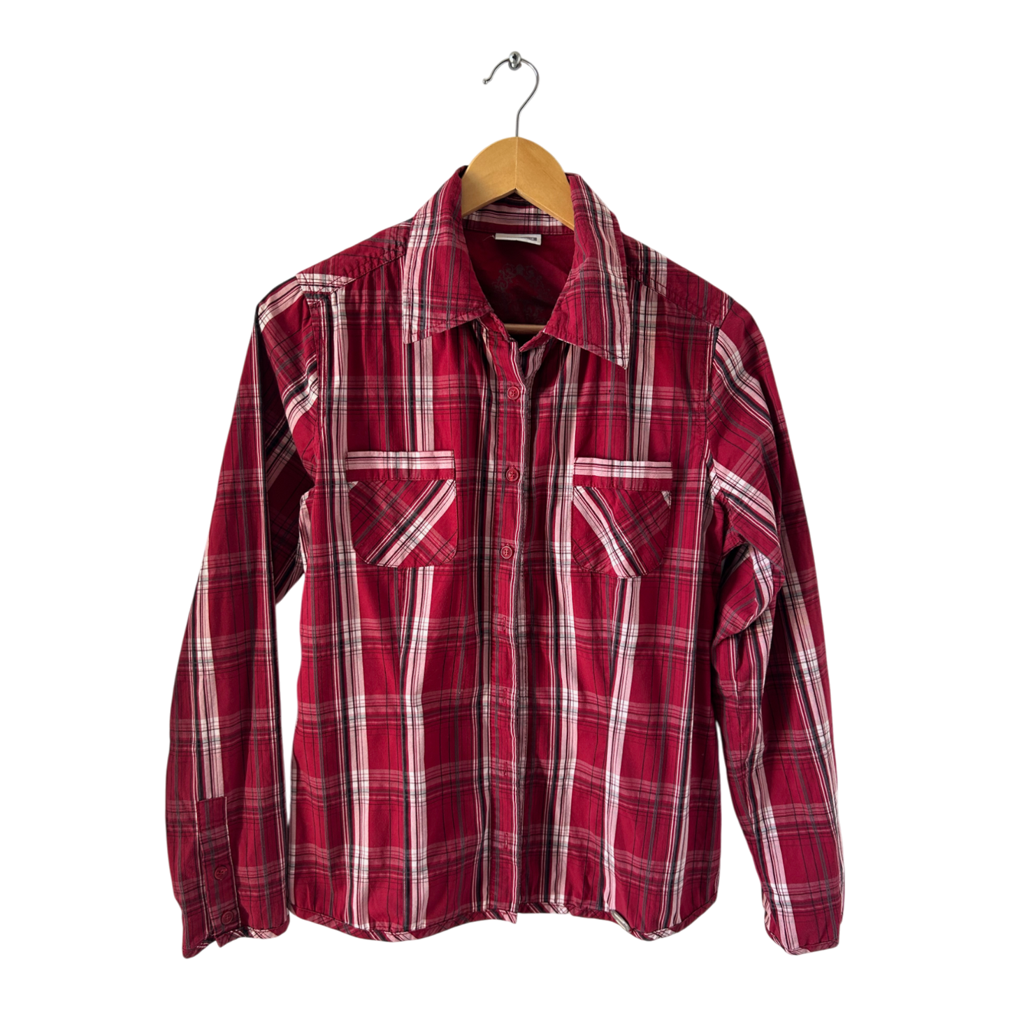 Street One Bluse Damen Gr 40 Rot Kariert Langarm Casual Hemdbluse Baumwolle Nylon