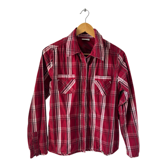 Street One Bluse Damen Gr 40 Rot Kariert Langarm Casual Hemdbluse Baumwolle Nylon