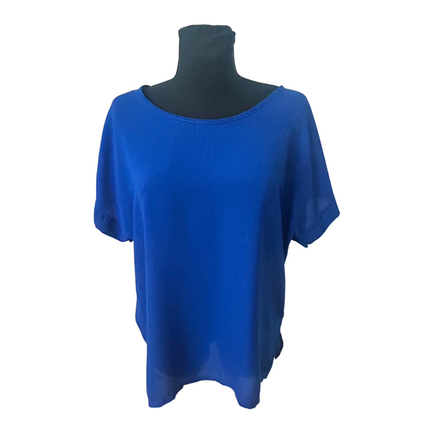 Damen Bluse XL Emma und Giovanni Blau Kurzarm Weiter Schnitt Elegant