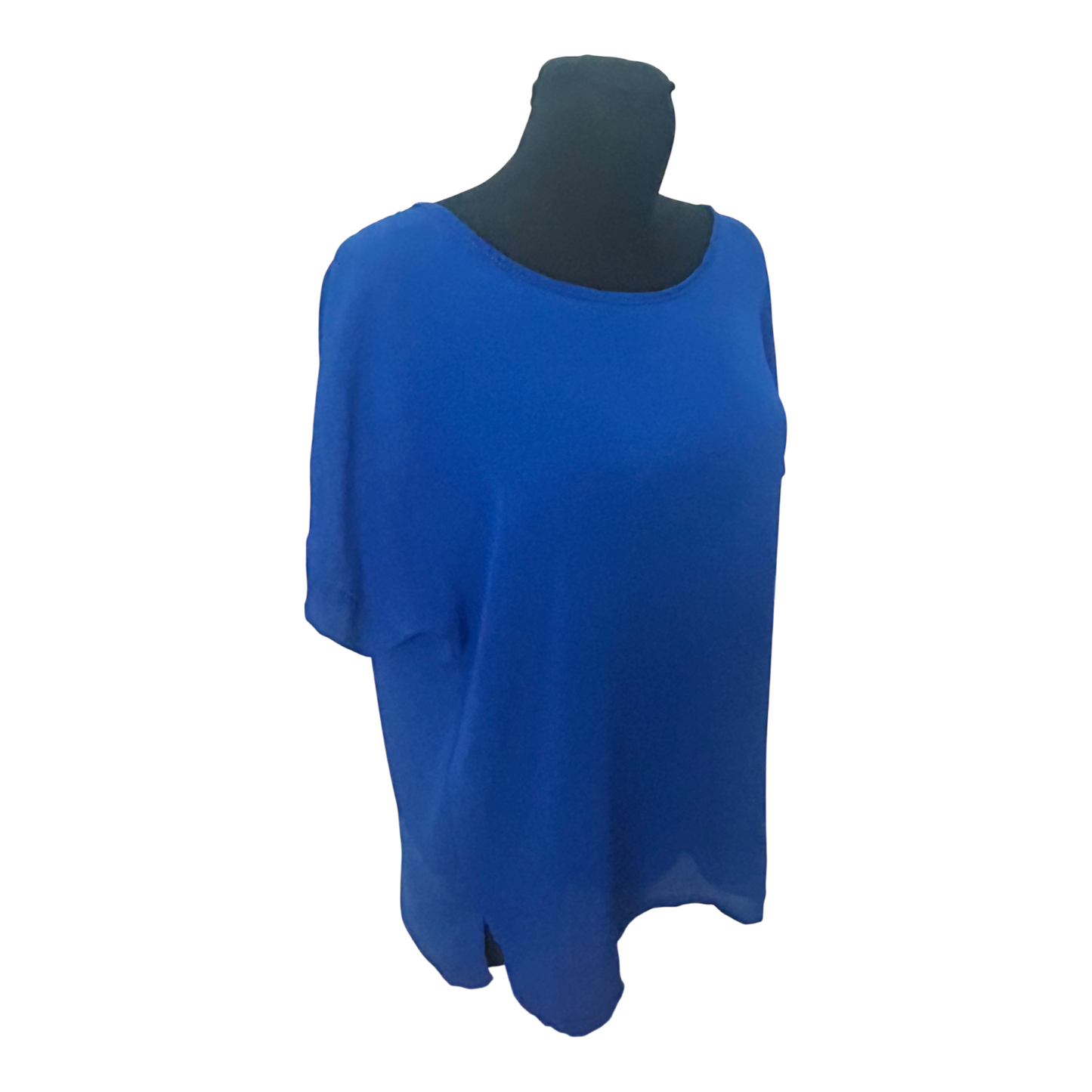 Damen Bluse XL Emma und Giovanni Blau Kurzarm Weiter Schnitt Elegant