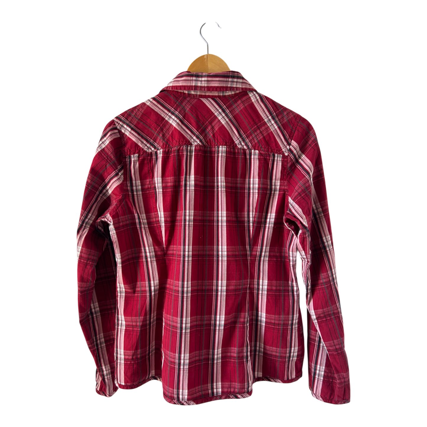 Street One Bluse Damen Gr 40 Rot Kariert Langarm Casual Hemdbluse Baumwolle Nylon