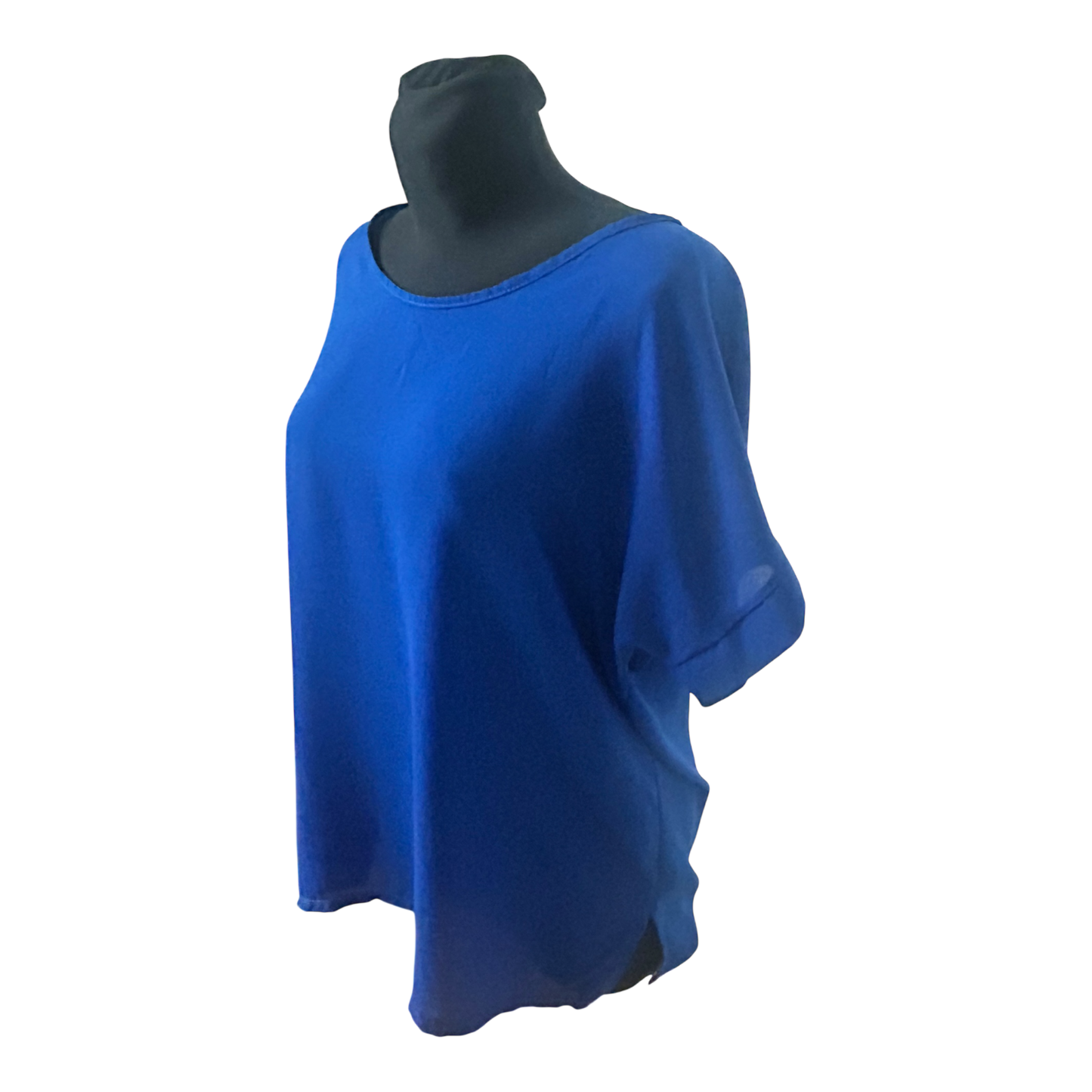 Damen Bluse XL Emma und Giovanni Blau Kurzarm Weiter Schnitt Elegant