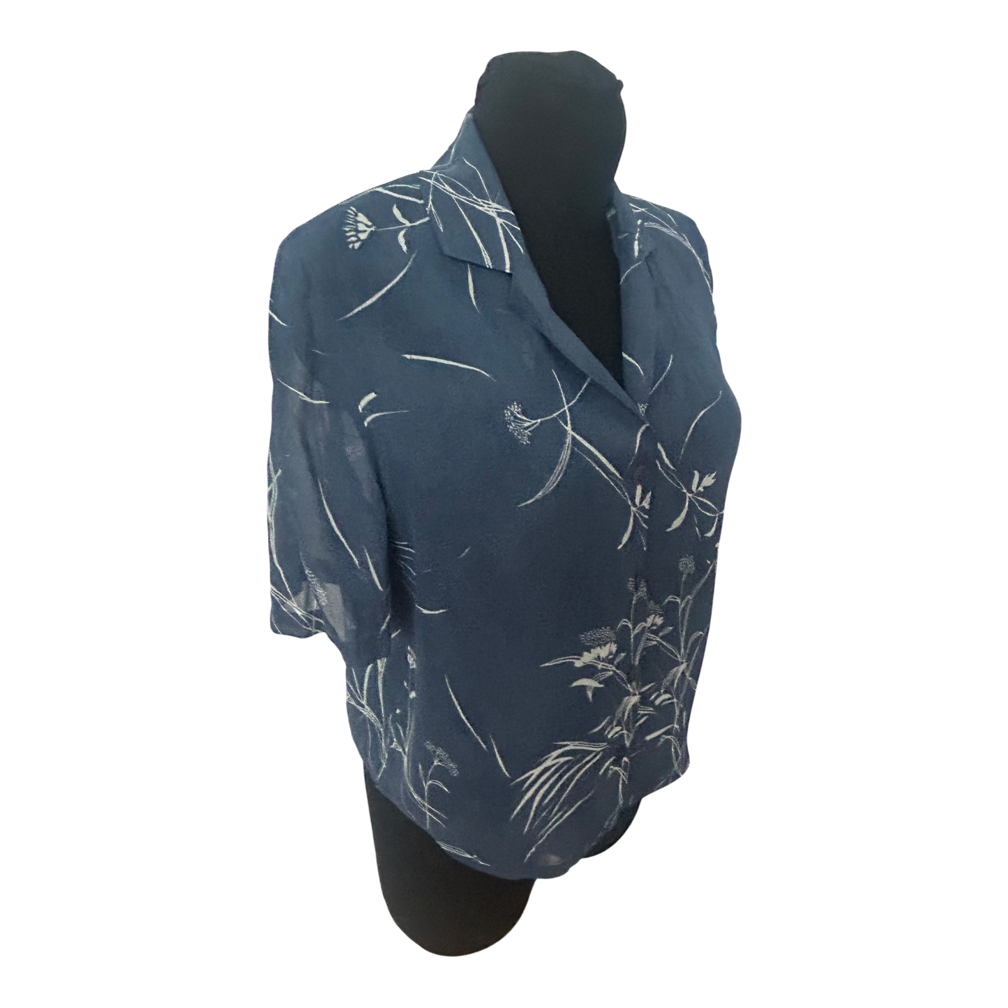 Bonita Damen Bluse 42 Kurzarm Viskose Transparent Blumen Muster Sommer