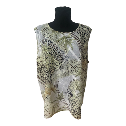 Alisa Damen Bluse XXL Ärmellos Transparent Muster Sommer Leicht Luftig Elegant