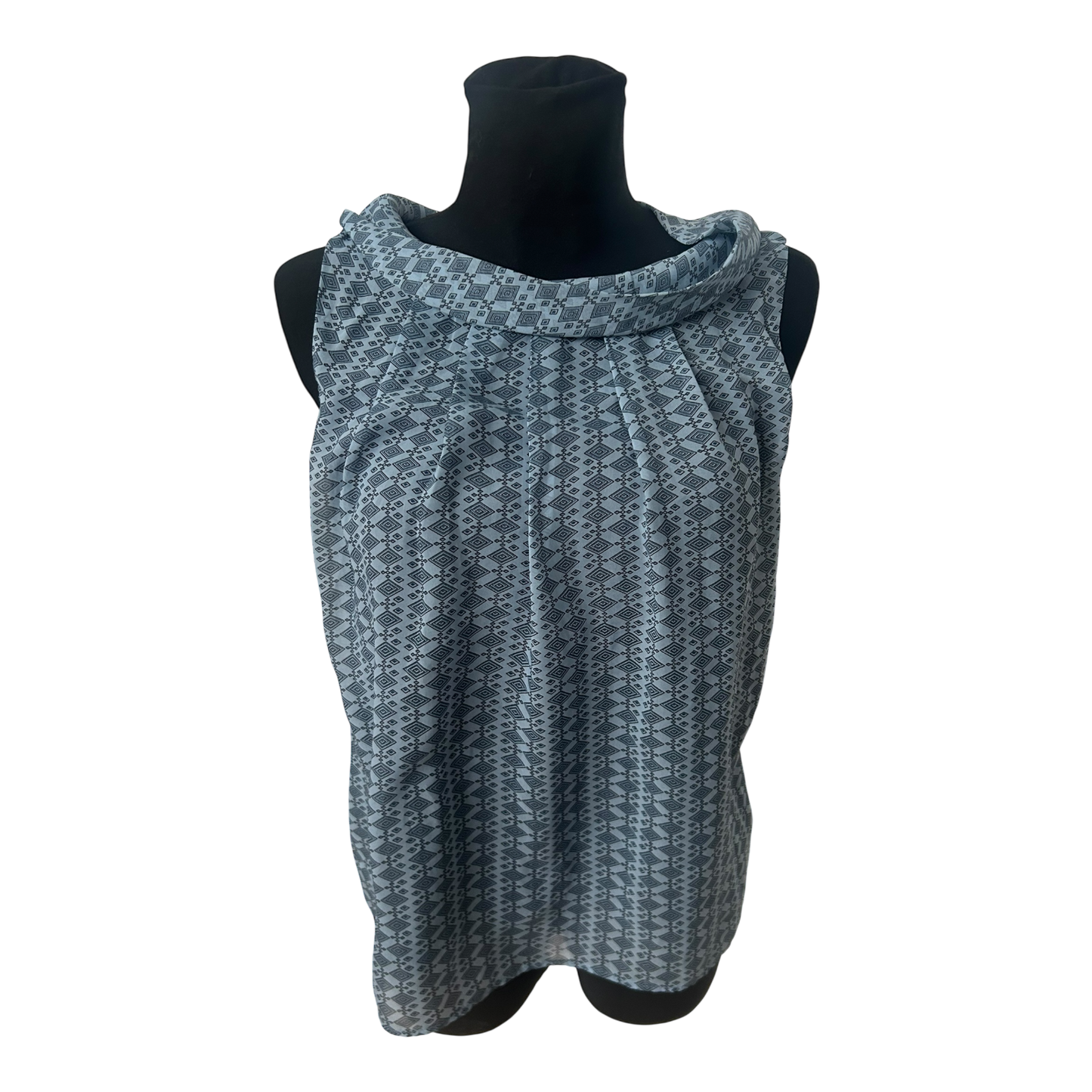 Patrizia Dini Damen Bluse Gr S Ärmellos Blau Gefüttert Muster Elegant