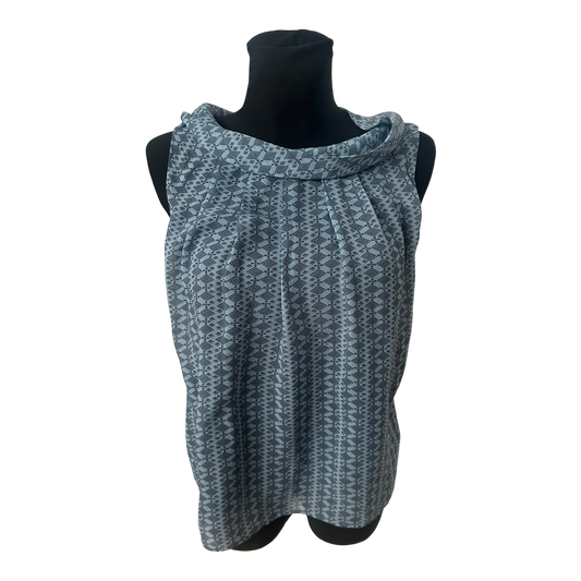 Patrizia Dini Damen Bluse Gr S Ärmellos Blau Gefüttert Muster Elegant