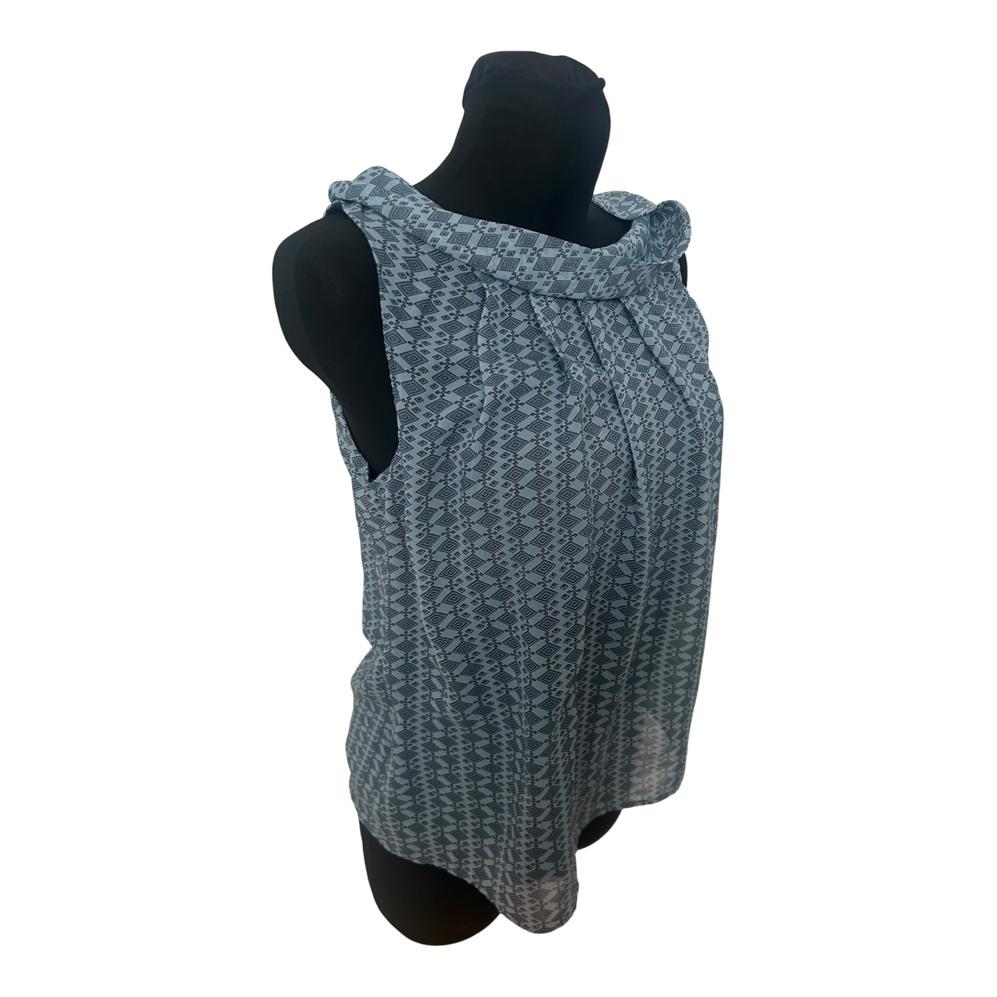 Patrizia Dini Damen Bluse Gr S Ärmellos Blau Gefüttert Muster Elegant