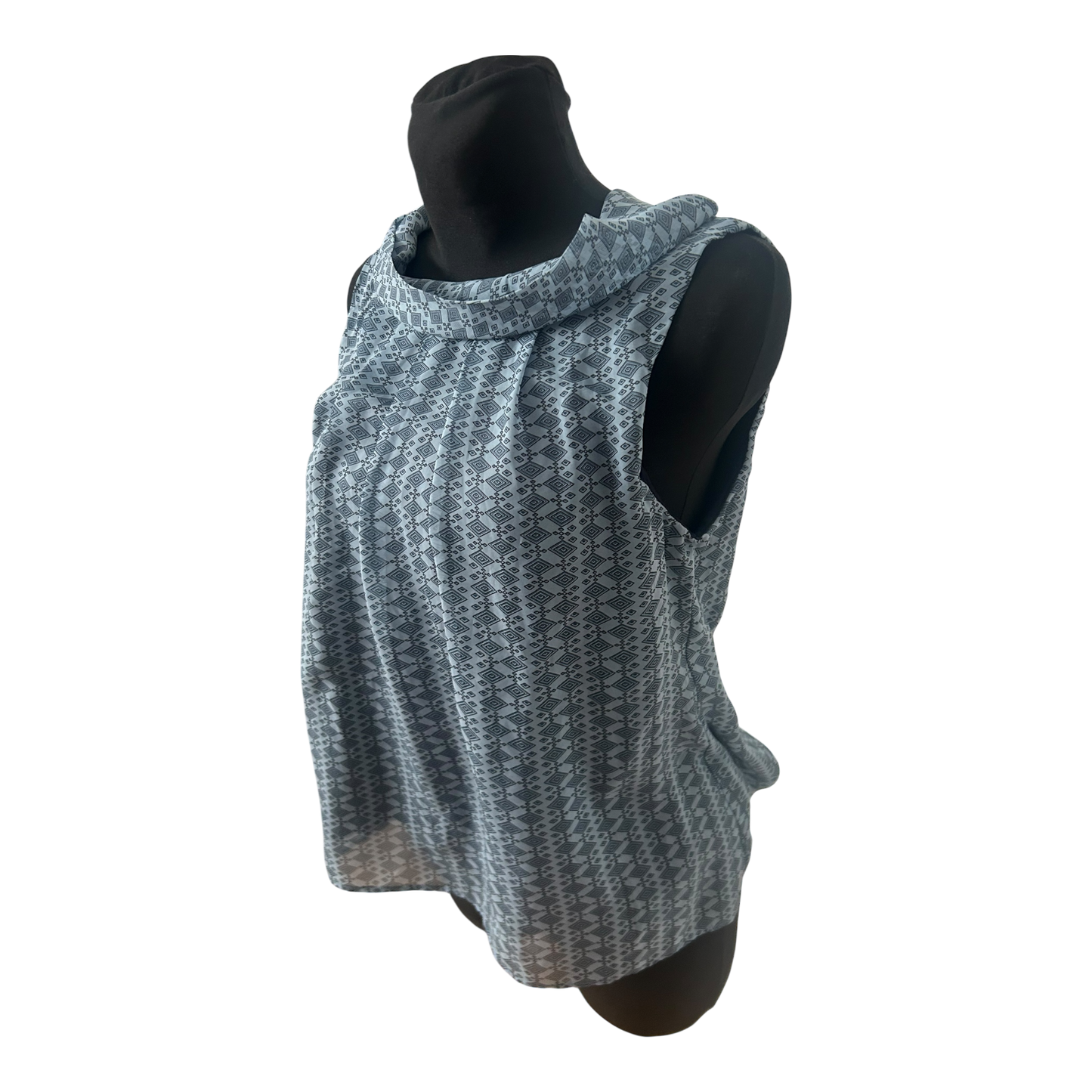 Patrizia Dini Damen Bluse Gr S Ärmellos Blau Gefüttert Muster Elegant