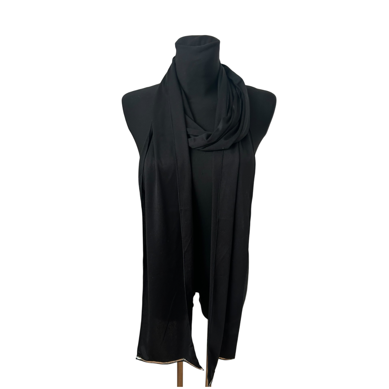 Schwarzes Damen Tuch Schal Elegant Lang Mit Pailletten Leicht Fallend