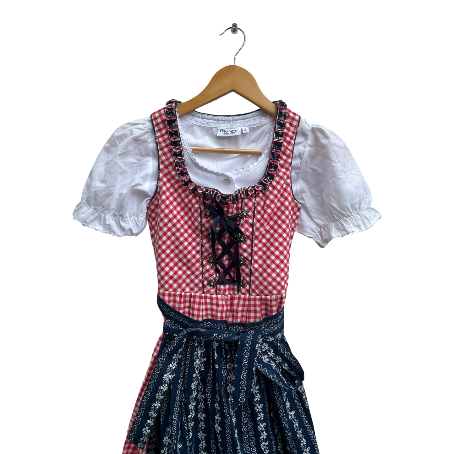 Disler Dirndl Set Mädchen Gr 152 Rot Blau Kurzarm Oktoberfest Tracht