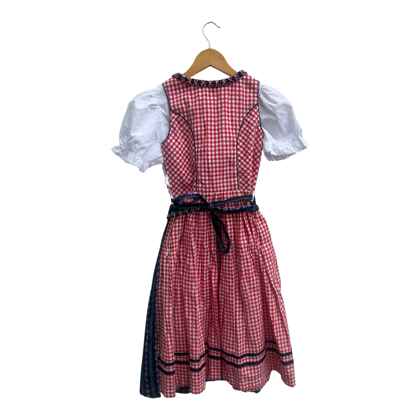 Disler Dirndl Set Mädchen Gr 152 Rot Blau Kurzarm Oktoberfest Tracht
