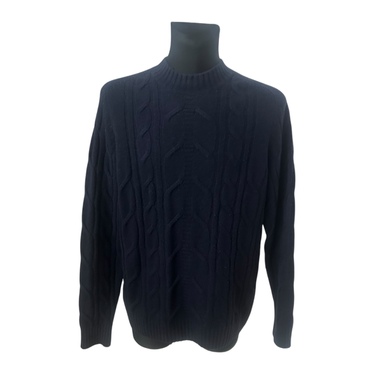 C&A Premium Herren Pullover Dunkelblau Strick Gr L Wolle Klassisch
