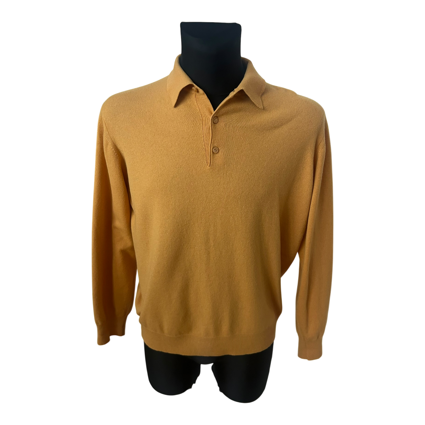 Herren Pullover Gelb Strick Gr 52 Wolle Seide Kaschmir Made in Italy