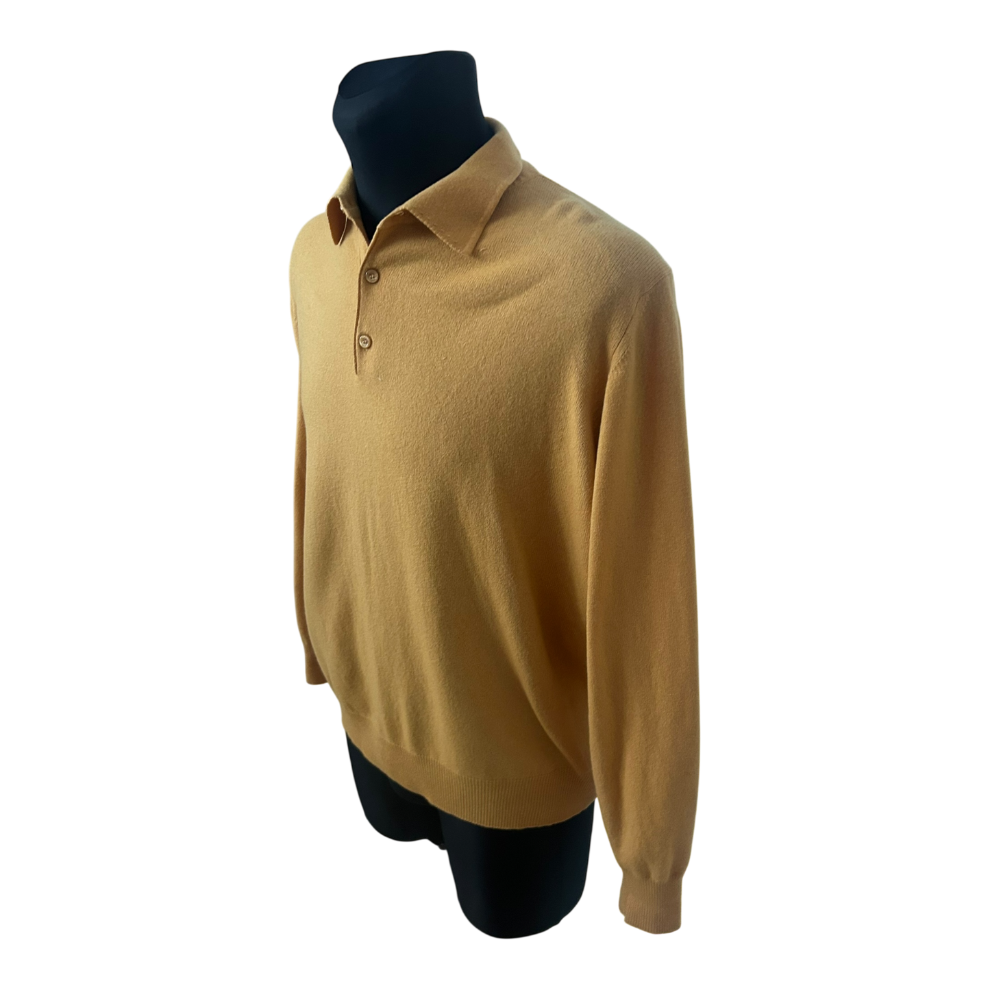 Herren Pullover Gelb Strick Gr 52 Wolle Seide Kaschmir Made in Italy