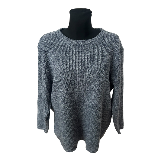 Damen Pullover Größe 46 Grau Strick Weit Geschnitten Rundhals Basic