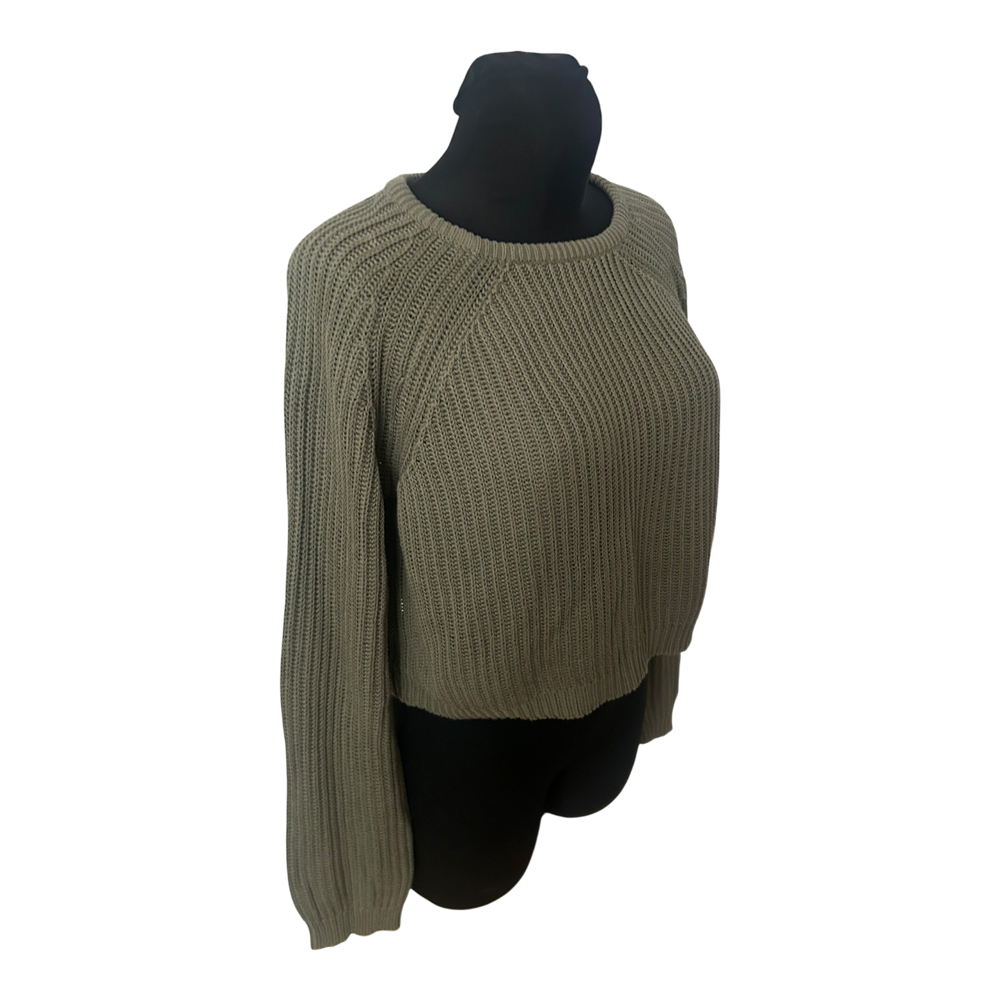 Fishbone Damen Pullover M Khaki Kurz Gestrickt Baumwolle Mix