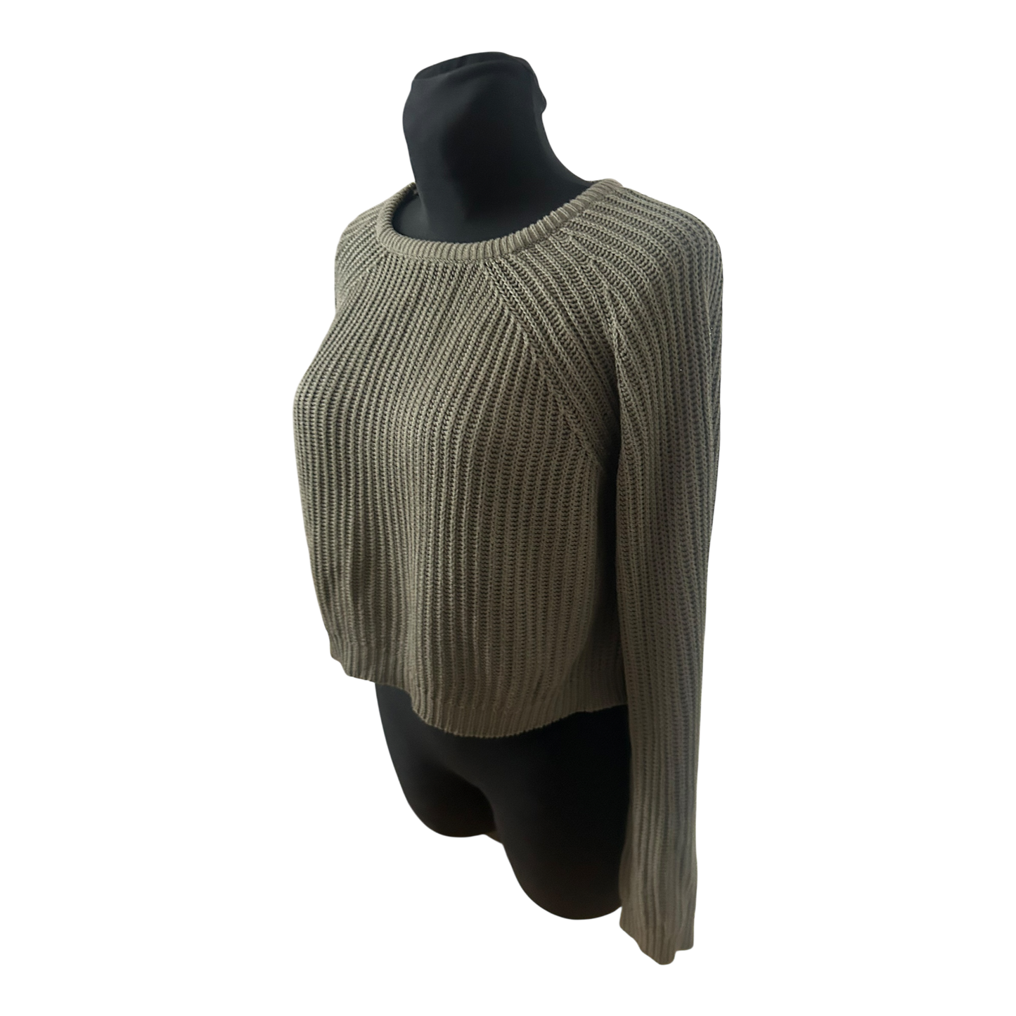 Fishbone Damen Pullover M Khaki Kurz Gestrickt Baumwolle Mix