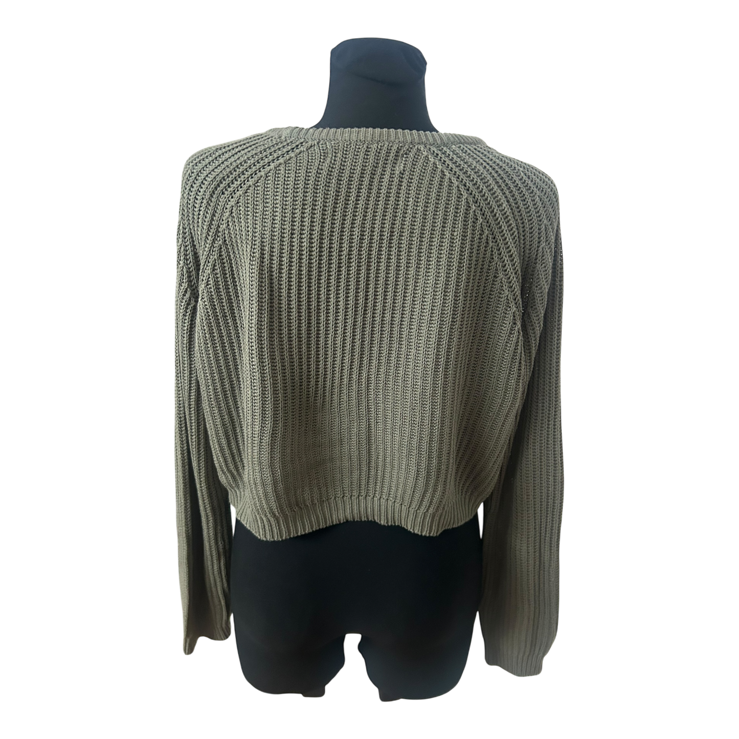 Fishbone Damen Pullover M Khaki Kurz Gestrickt Baumwolle Mix