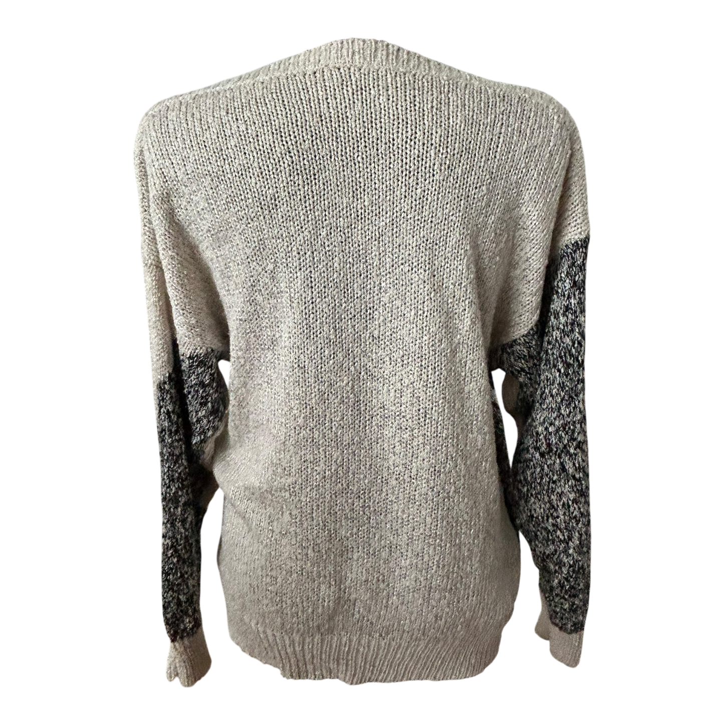 Vintage Damen Strickpullover Gr L Creme Glitzer Sterne Elegant Weit