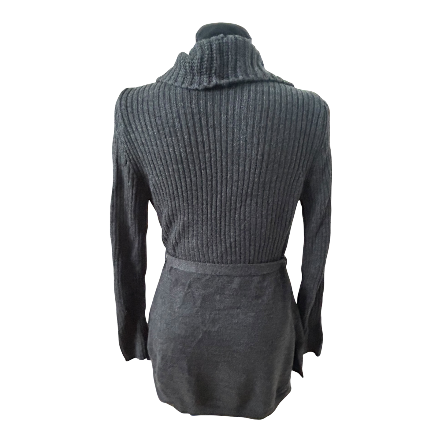 Atmosphere Strickjacke 36 Dunkelgrau Bindegürtel Langarm Taschen