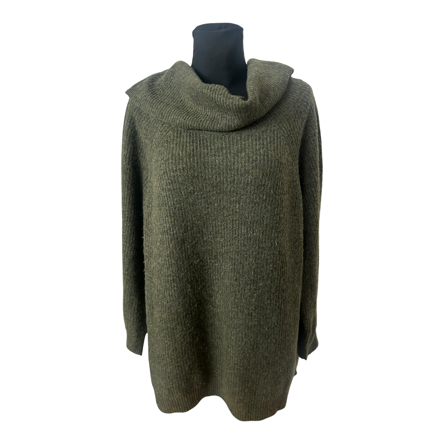 Gina Benotti Damen Pullover XL Oversize Kragen Khaki Strick Winter